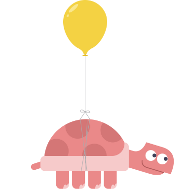 A tortoise flying with baloon